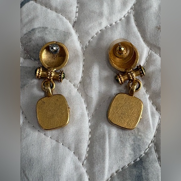 Vintage Gold and Red Dangle Earrings - Picture 3 of 3